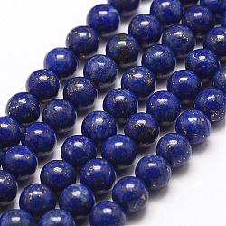 Natural Lapis Lazuli Bead Strands, Round, 10mm, Hole: 1mm, about 38pcs/strand, 15.5 inch(395mm)(G-G953-03-10mm)