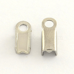 Tarnish Resistant 304 Stainless Steel Folding Crimp Ends, Fold Over Crimp Cord Ends, Stainless Steel Color, 8x2.5x2mm, Hole: 1mm(STAS-R063-28)