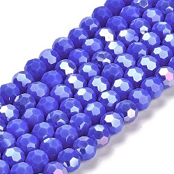Opaque Glass Beads Stands, AB Color, Faceted(32 Facets), Round, Mauve, 6x5.5mm, Hole: 1.2mm, about 91~93pcs/strand, 19.49~19.92 nch(49.5~50.6cm)(EGLA-A035-P6mm-B07)
