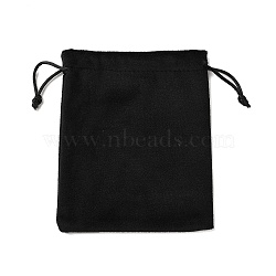 Velvet Jewelry Drawstring Storage Pouches, Rectangle, Black, 13.7x11.6x0.4cm(ABAG-P013-02C-01)