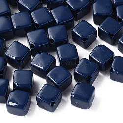 Opaque Acrylic Beads, Cube, Prussian Blue, 13x14.5x14.5mm, Hole: 2mm, about 530pcs/500g(MACR-S373-135-A06)