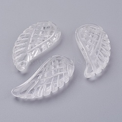 Natural Quartz Crystal Pendants, Rock Crystal Pendants, Wing, 34~35x16~18x6.5~7.5mm, Hole: 1mm(G-E435-F-16)