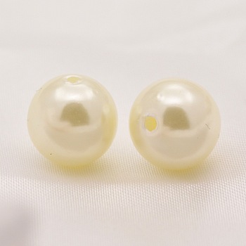 ABS Plastic Imitation Pearl Round Beads, White, 12mm, Hole: 2mm, about 550pcs/500g