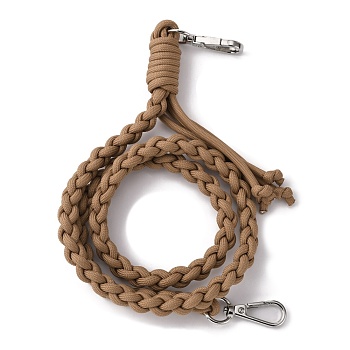 Braided Cotton Bag Straps, with Alloy Swivel Snap Clasps, for Bag Replacement Accessories, Camel, 92x1.9cm