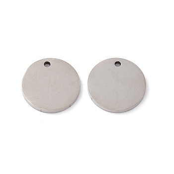 201 Stainless Steel Pendants, Flat Round Charm, Stainless Steel Color, 15x1.5mm, Hole: 1.4mm