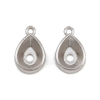 304 Stainless Steel Charm Rhinestone Settings, Teardrop Charms, for Pointed Back Rivoli Rhinestone, Stainless Steel Color, 11.5x7.5x3mm, Hole: 1mm, Fit for 8x6mm Rhinestone