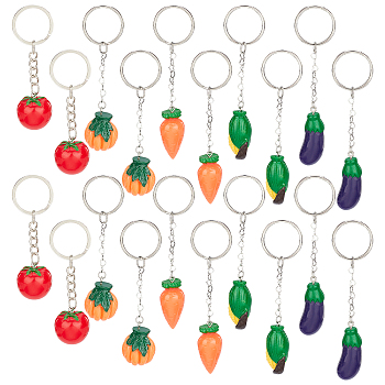 Nbeads DIY Vegetables Themed Keychain Making Kits, Resin Pendants, Resin Keychain, 316 Stainless Steel Keychain Clasp Findings, Mixed Color