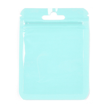 Macaron Color Plastic Yin-yang Zip Lock Bags, Resealable Bags, Self Seal Bags, Top Seal, Rectangle, Pale Turquoise, 10x7.5x0.15cm, Unilateral Thickness: 2 Mil(0.05mm)