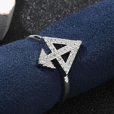 Clear Triangle Brass+Cubic Zirconia Cuff Rings