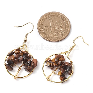 Natural Tiger Eye Chips Dangle Earrings(EJEW-JE05726-03)-3