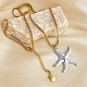 304 Stainless Steel Summer Beach Pendant Box Chain Necklaces(NJEW-K389-01GP-02)-1