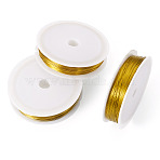 3 Rolls Baking Paint Iron Wire, Round, Gold, 0.4mm, 26 Gauge, about 164.04 Feet(50m)/Roll(MW-TA0001-05A-04)