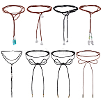 8Pcs 8 Styles Tree of Life Alloy & ABS Plastic Pearl & Natural Flower Amazonite Chip & Synthetic Turquoise Pendant Necklaces, Bohemian Style Faux Suede Cord Necklaces, Antique Silver, 20.47~65.16 inch(52~165.5cm), 1pc/style(NJEW-ME00003)