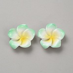 Two Tone Resin Cabochons, Flower, Pale Green, 24.5x24.5x5.5mm(RESI-WH20010-01B)