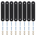 8Pcs PU Leather Cabinet Door Drawer Handle Strap, with 16Pcs Alloy Screw, Black, 141x25x2.5mm(FIND-PH0038-55A)