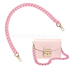 Rubberized Acrylic Cuban Link Chain Bag Chains, with Golden Tone Swivel Clasps, for Handbag Handle Replacement Accessories, Pink, 660mm(FIND-WH0176-19D)