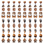 125G Gradient Color Transparent Glass Beads, Mixed Shapes, Camel, 8~23x8~20x3.5~8mm, Hole: 1~1.4mm(GLAA-TA0003-58C)