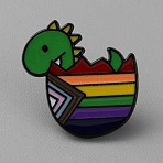 Dinosaur Enamel Pins, Electrophoresis Black Alloy Badge for Backpack Clothes, Colorful, 26x26x1.5mm(JEWB-CJC0007-05C)