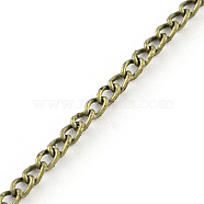 Unwelded Iron Twisted Chains, with Spool, Curb Chains, Antique Bronze, 3.3x2.1x0.6mm, about 32.8 Feet(10m)/roll(X-CH-R078-09AB)