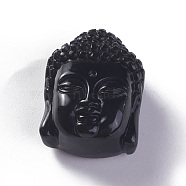 Natural Obsidian Pendants, Buddha Head, 33x24.5x16.3mm, Hole: 1.2mm(G-P418-22)