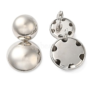 Brass Stud Earrings for Women, Flat Round, Platinum, 41x24mm(EJEW-B057-06P)