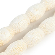 Synthetic Coral Carved Beads Strands, Dyed, Barrel, Beige, 17x12mm, Hole: 1.8mm, about 22pcs/strand, 14.80''(37.6cm)(CORA-M001-11)