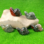 Natural Africa Bloodstone Carved Healing Snail Figurines, Reiki Energy Stone Display Decorations, 18x24~28x12mm(PW-WG23180-12)