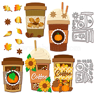 Autumn Coffee Carbon Steel Cutting Dies Stencils, for DIY Scrapbooking, Photo Album, Decorative Embossing Paper Card, Greeting Card Mold, Drink, 85~101x111~143x0.8mm, 2pcs/set(DIY-WH0309-2198)