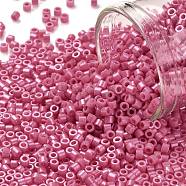 Cylinder Seed Beads, Opaque Colours Luster, Uniform Size, Pale Violet Red, 2x1.5mm, Hole: 0.8mm, about 888pcs/10g(X-SEED-H001-H20)