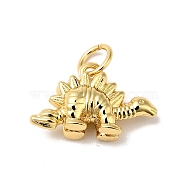 Rack Plating Brass Pendants, with Jump Ring Cadmium Free & Nickel Free & Lead Free, Dinosaur, Real 18K Gold Plated, 9x15x5mm, Hole: 3.6mm(KK-H431-30G)
