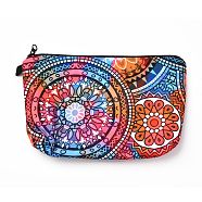 Polyester Tarp Zip Cosmetic Pouches, Rectangle with Flower Pattern, Colorful, 14.4x21.7x2.1cm(ABAG-G010-04H)