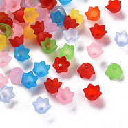 Transparent Acrylic Beads Caps, Tulip Flower, Lily of the Valley, Frosted, Mixed Color, 10x6mm, Hole: 1.5mm, about 2100pcs/500g(PL543)