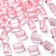Transparent Acrylic Beads, Faceted, Polygon, Pink, 9x5mm, Hole: 1.8mm, about 3496pcs/500g(TACR-S154-27B-26)