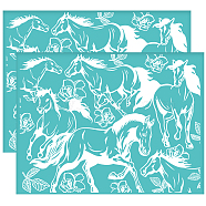 Self-Adhesive Silk Screen Printing Stencil, for Painting on Wood, DIY Decoration T-Shirt Fabric, Turquoise, Horse, 280x220mm(DIY-WH0338-225)
