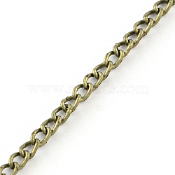 Unwelded Iron Twisted Chains, with Spool, Curb Chains, Antique Bronze, 3.3x2.1x0.6mm, about 32.8 Feet(10m)/roll(X-CH-R078-09AB)