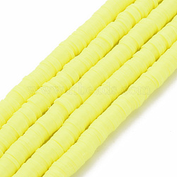 Handmade Polymer Clay Bead Strands, Heishi Beads, Disc/Flat Round, Champagne Yellow, 6x0.5~1mm, Hole: 2mm, about 320~447pcs/strand, 15.74 inch~16.92 inch(CLAY-T002-6mm-60)