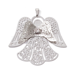 Brass Rhinestone Pendants, Filigree Charms, Platinum, Angel & Fairy, 49.5x48x3mm, Hole: 6x3mm(PALLOY-JF02513-01)