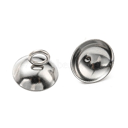 Non-Tarnish 304 Stainless Steel Bead Cap Bails, Half Round, Stainless Steel Color, 7.5x10mm, Hole: 2.5mm(STAS-G310-33P)