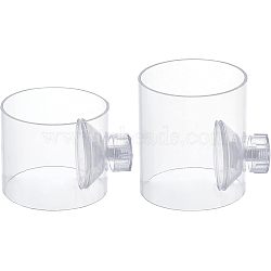 SUPERFINDINGS 2Pcs 2 Styles Transparent Acrylic Aquarium Shrimp Food Feeder Tube, Fish Tank Feeding Bowls Tubes, with Suction Cups, Column, Clear, 70x55~80mm, 1pc/style(AJEW-FH0001-40)