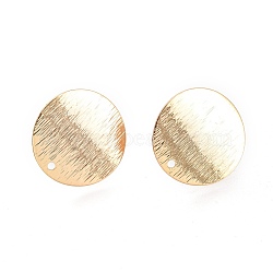 Brass Stud Earring Findings,  with Ear Nuts, Earring Backs, Flat Round, Real 18K Gold Plated, 18.7x0.6mm, Hole: 1.4mm, Pin: 0.9mm(KK-M211-07G)
