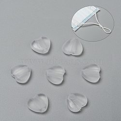 Heart Transparent PVC Plastic Cord Lock for Mouth Cover, Anti Slip Cord Buckles, Rope Adjuster, White, 9.5x10x3.5mm, Hole: 2x4mm(KY-D013-03A)