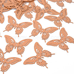 Spray Painted 430 Stainless Steel Filigree Joiners Links, Etched Metal Embellishments, Butterfly, Light Salmon, 35x44x0.4mm, Hole: 1~1.6mm(STAS-N009-001B)