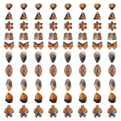 125G Gradient Color Transparent Glass Beads, Mixed Shapes, Camel, 8~23x8~20x3.5~8mm, Hole: 1~1.4mm(GLAA-TA0003-58C)