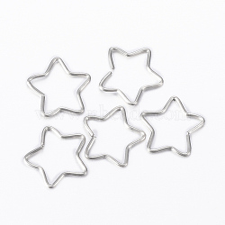 Tarnish Resistant 304 Stainless Steel Keychain Clasp Findings, Star, Stainless Steel Color, 13x13.5x0.8mm(STAS-G161-07B)