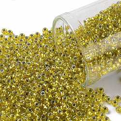 TOHO Round Seed Beads, Japanese Seed Beads, (1811) Silver Lined Peridot Rainbow, 11/0, 2.2mm, Hole: 0.8mm, about 1110pcs/bottle, 10g/bottle(SEED-JPTR11-1811)