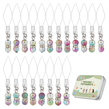 20Pcs 304 Stainless Steel Threader, with Acrylic Beads, Mixed Color, 48mm