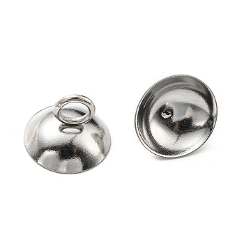 304 Stainless Steel Bead Cap Bails, Half Round, Stainless Steel Color, 7.5x10mm, Hole: 2.5mm