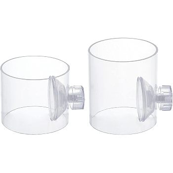 SUPERFINDINGS 2Pcs 2 Styles Transparent Acrylic Aquarium Shrimp Food Feeder Tube, Fish Tank Feeding Bowls Tubes, with Suction Cups, Column, Clear, 70x55~80mm, 1pc/style