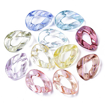 Transparent Acrylic Linking Rings, AB Color Plated, Quick Link Connectors, For Jewelry Curb Chains Making, Twist, Mixed Color, 30x21.5x7mm, Inner Diameter: 8x17mm