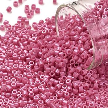 Cylinder Seed Beads, Opaque Colours Luster, Uniform Size, Pale Violet Red, 2x1.5mm, Hole: 0.8mm, about 888pcs/10g